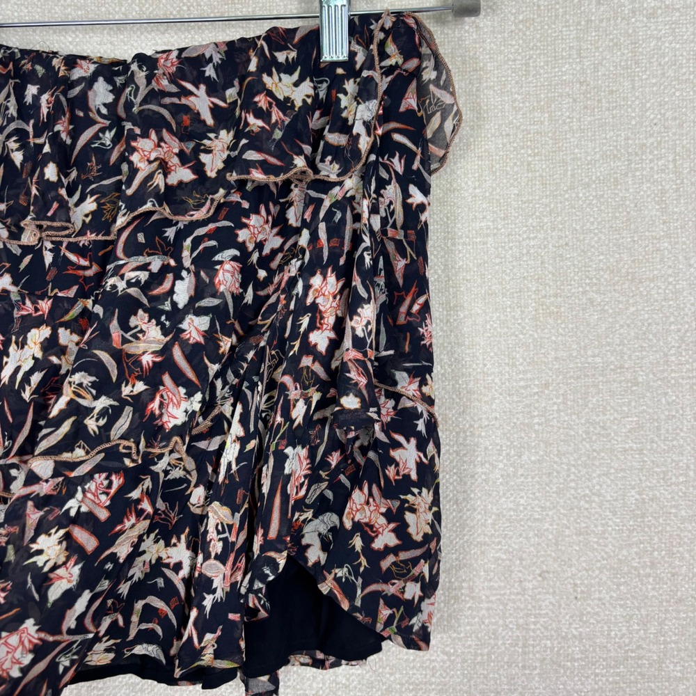 IRO Mini Skirt Size EU 36 - US Small Floral Tiered Mini Skirt Black Ruffle Party - Picture 3 of 9